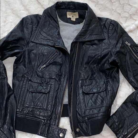 leather jacket converse